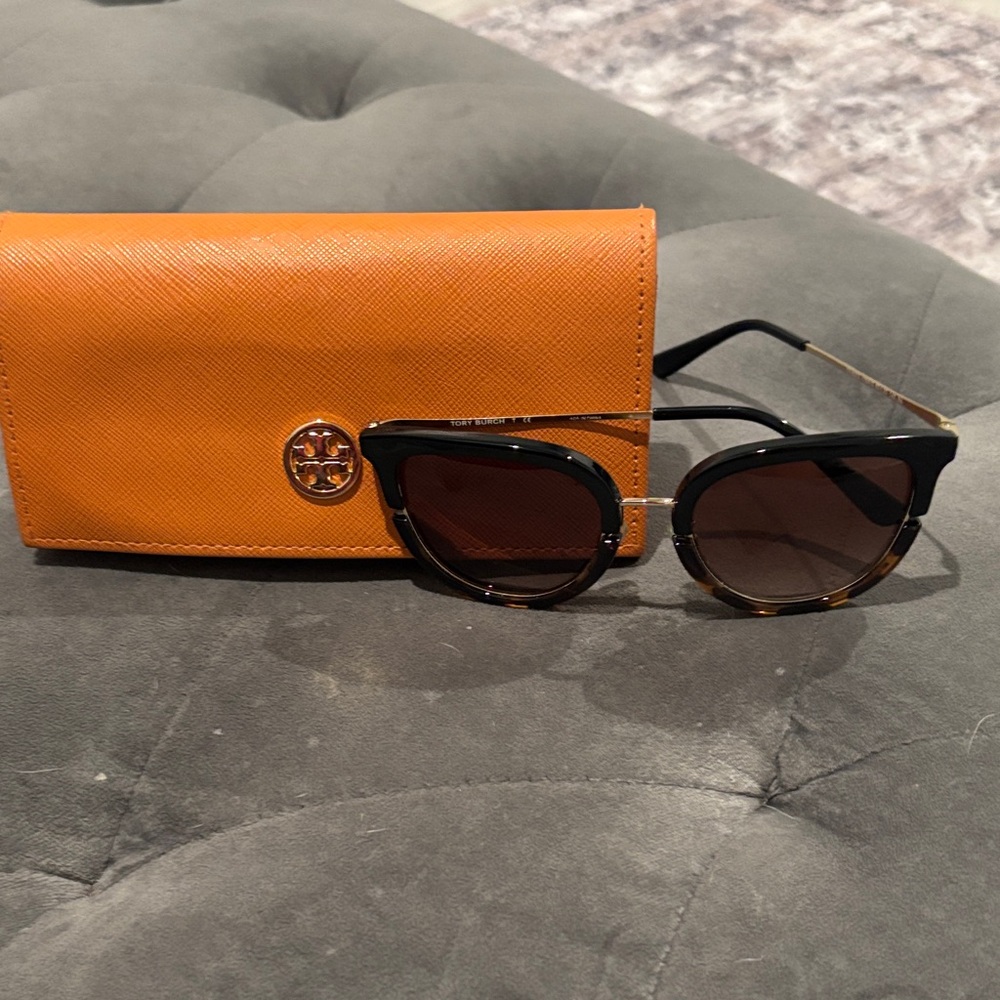 Tory Burch Black Sunglasses with Orange Case
